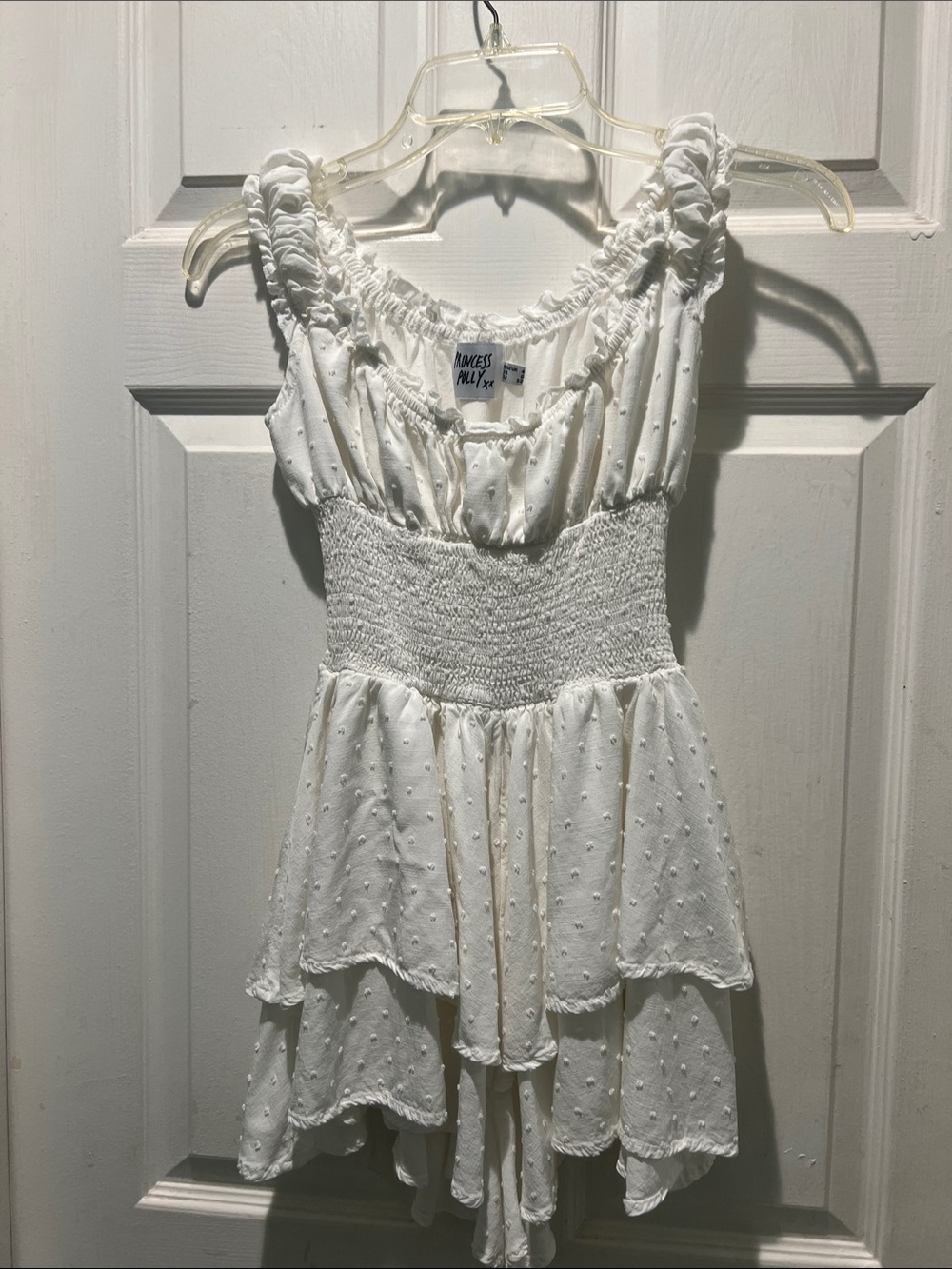 Princess Polly White Ruffled Swiss-Dot Skort Dress